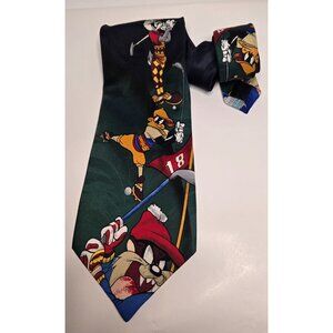 Looney Toons Novelty Neck Tie Bugs Bunny Tasmanian Devil Daffy Duck Golfing Fun